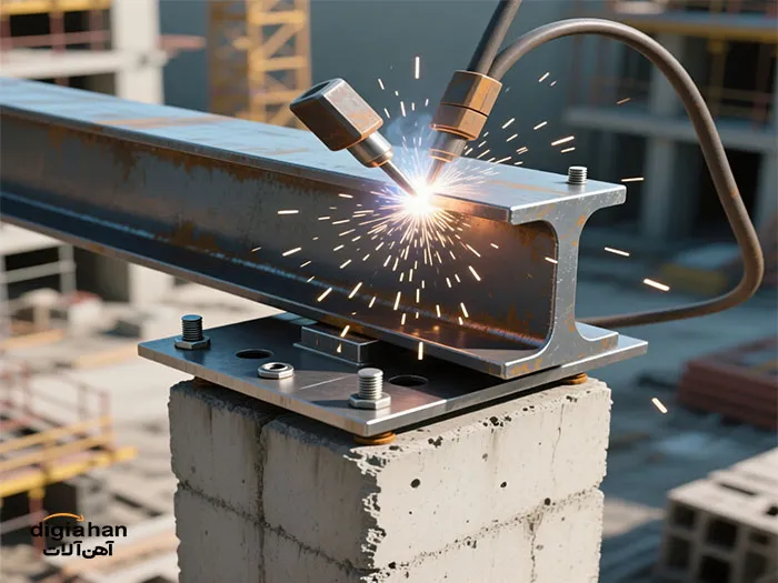 اتصال تیرآهن به ستون بتنی