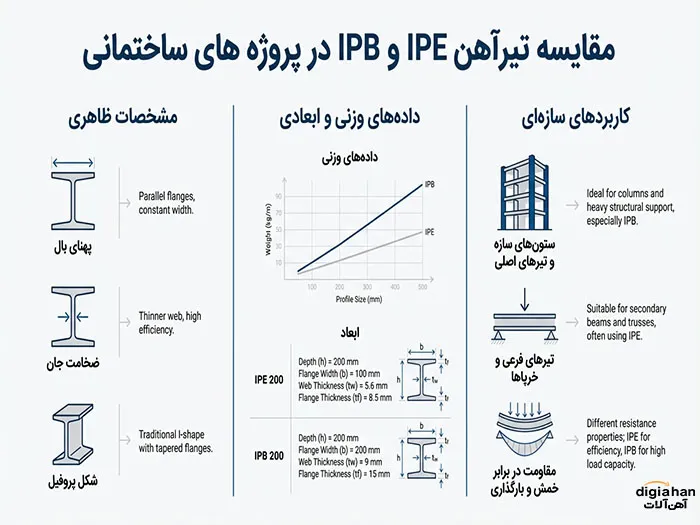 تفاوت تیرآهن IPE و IPB