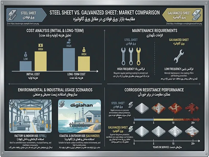 تفاوت ورق فولادی و ورق گالوانیزه