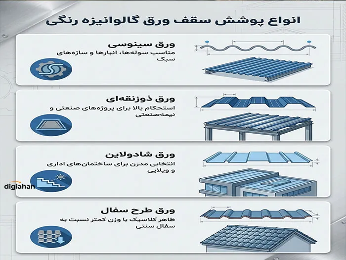 پوشش سقف ورق گالوانیزه رنگی