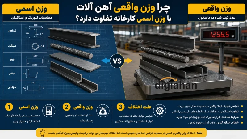 چرا وزن واقعی آهن آلات با وزن اسمی کارخانه تفاوت دارد؟